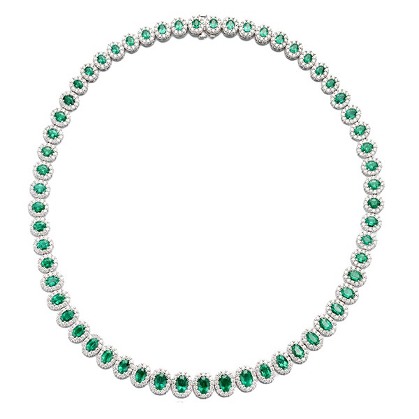 18K Emerald Diamond Choker Necklace